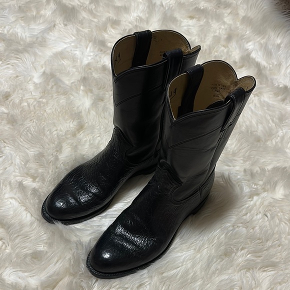 Vintage sharkskin and leather Justin Boots Black Western Cowboy Boots
